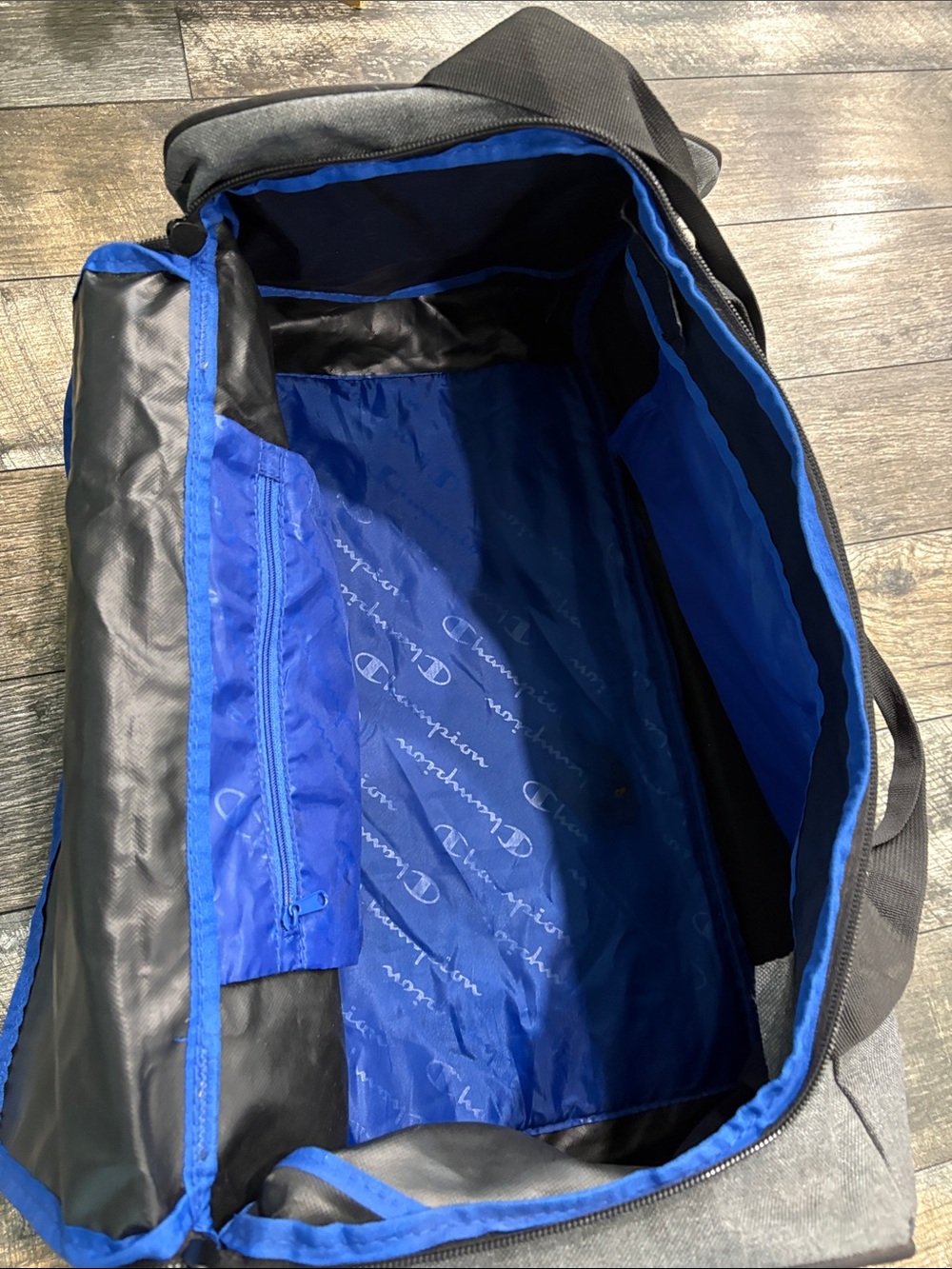 Champion Gray Duffel Bag with Red Accent Logo - Picture 10 of 13